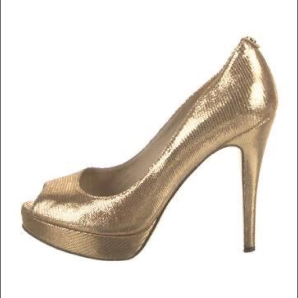Never worn gold MK peep toe heels